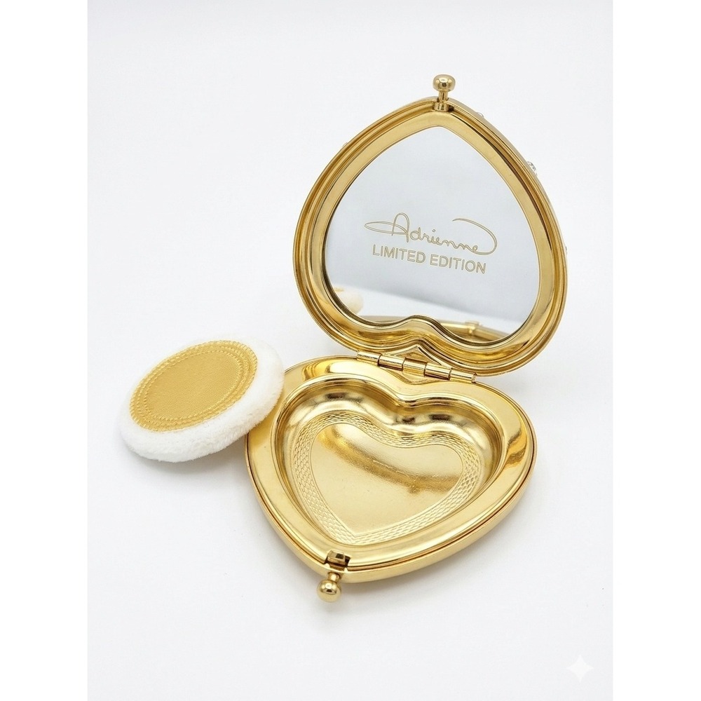 Adrienne Signature Club A Limited Edition Heart Compact Gold Tone Rhinestone